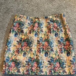 Louche Skirt Women’s Size 14 Floral Shabby Chic Cottagecore Fall Gold Metallic